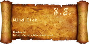 Wind Elek névjegykártya